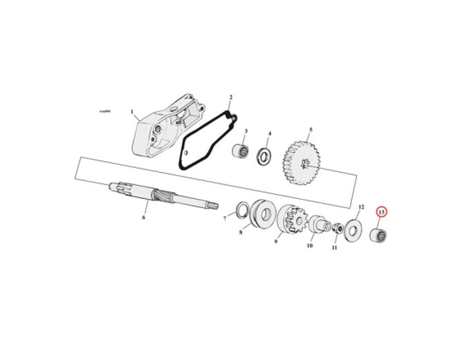 Hovedbilde NEEDLE BEARING STARTER SHAFT. 65-88 B.T.; 67-80 XL
