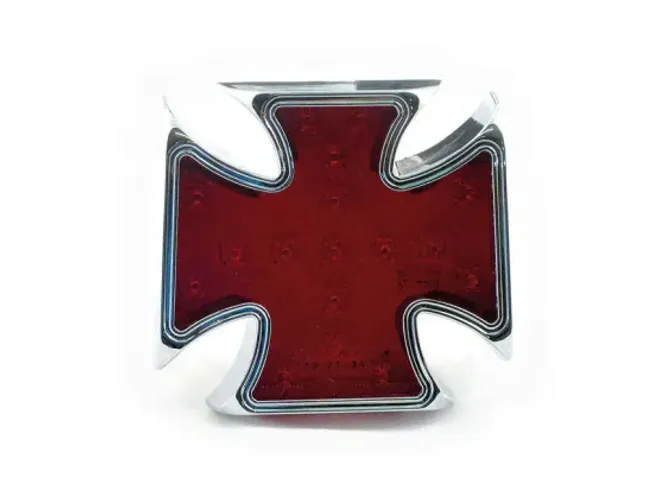 Hovedbilde Maltese cross billet LED taillight. Red lens, baklampe