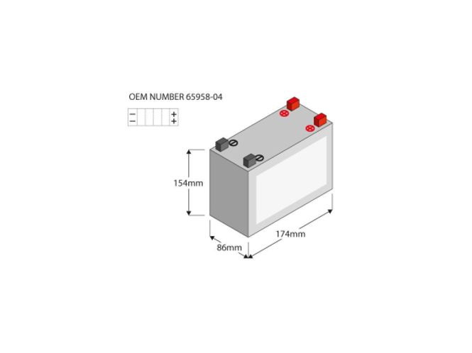 Hovedbilde AGM, 390 A, 32.0 Ah.97-22 Touring, 09-22 Trike, Batteri
