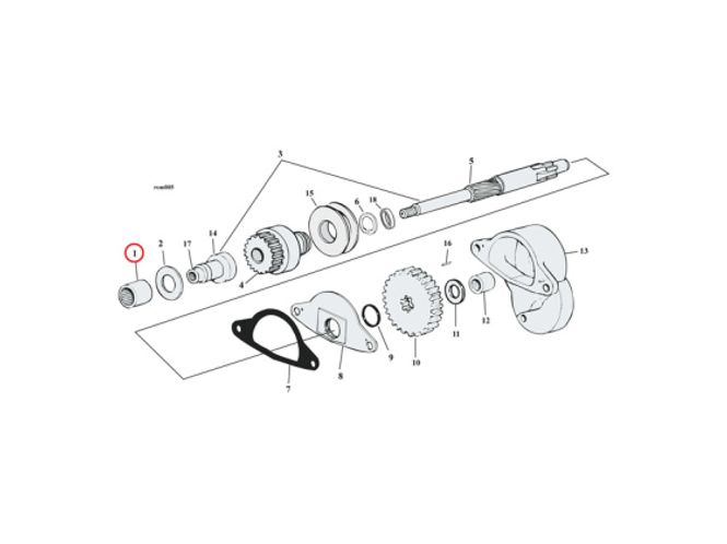 Hovedbilde NEEDLE BEARING STARTER SHAFT. 65-88 B.T.; 67-80 XL